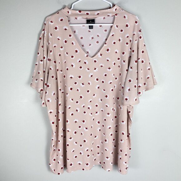 Worthington Tops - ⭐️ Worthington Floral top 3X Short Sleeve Pink Stretch Work Church Modest Casual